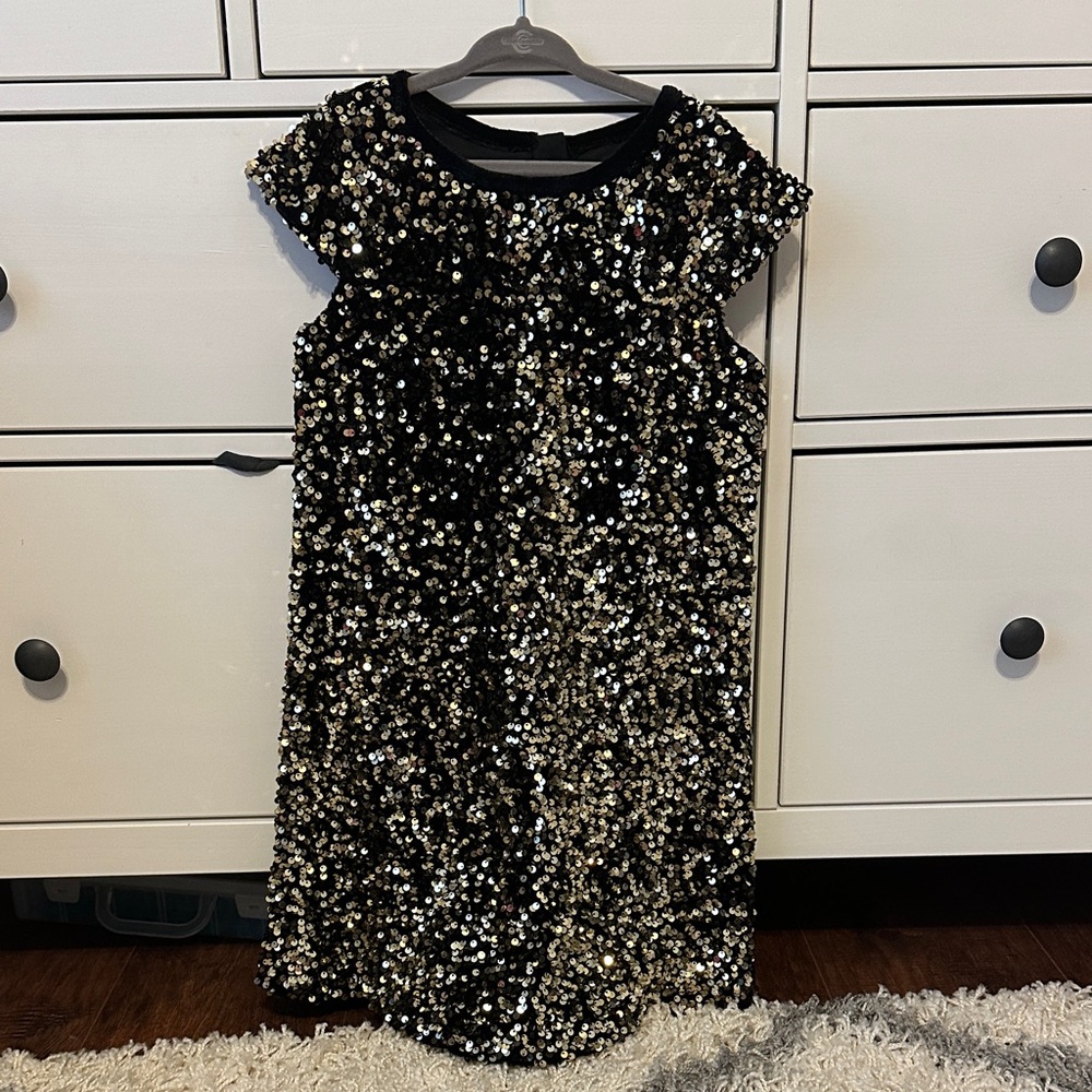 Cupcake & cashmere Sparkling Black and Gold Girls Dress